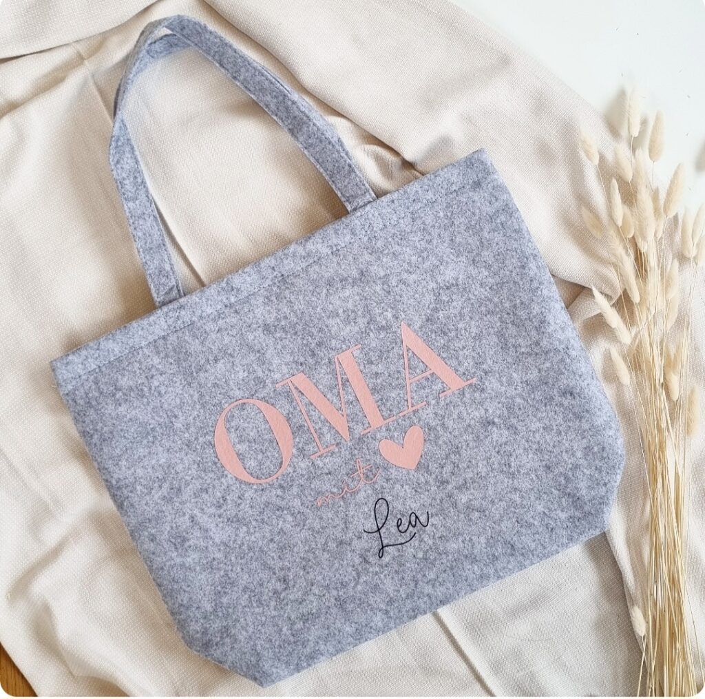 Filztasche mit Schriftzug mit Motiv